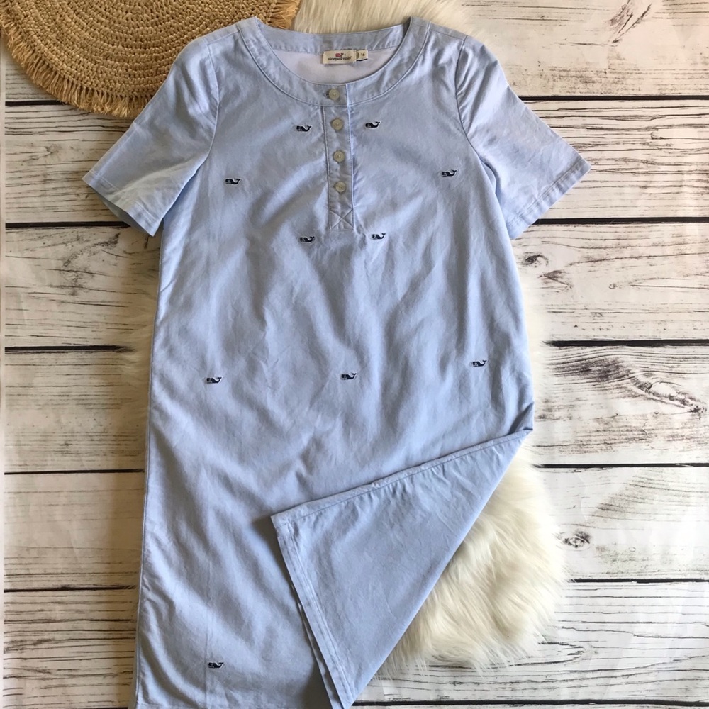 Vineyard Vines Shift Dress Embroidered Whales 16